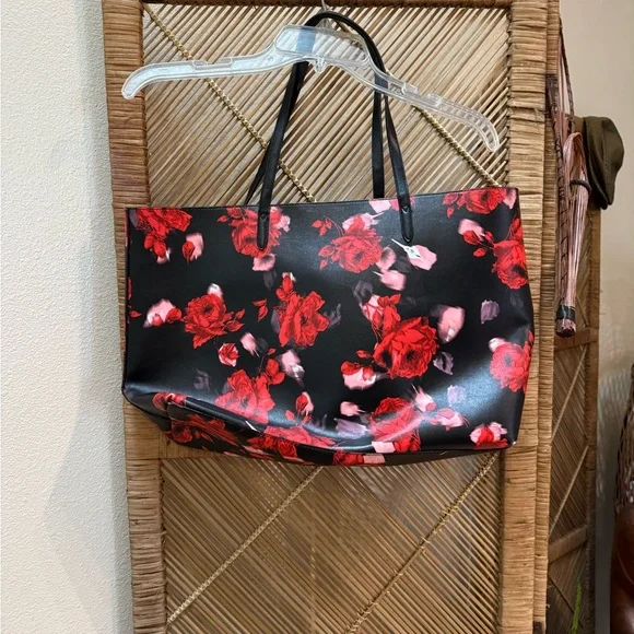 Victoria's Secret Red and Black Floral Tote - Picture 5 of 5